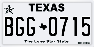 TX license plate BGG0715