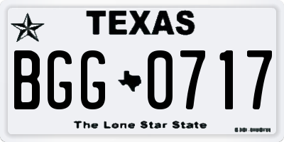 TX license plate BGG0717