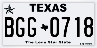 TX license plate BGG0718