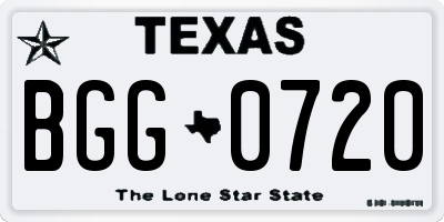 TX license plate BGG0720