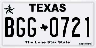 TX license plate BGG0721
