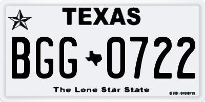 TX license plate BGG0722