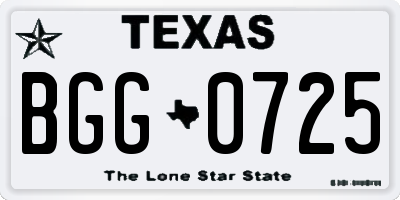 TX license plate BGG0725