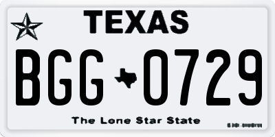 TX license plate BGG0729