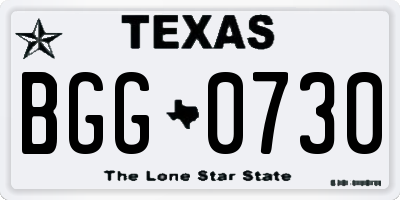 TX license plate BGG0730