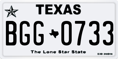TX license plate BGG0733