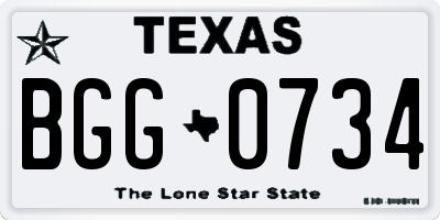 TX license plate BGG0734