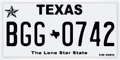 TX license plate BGG0742