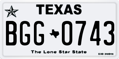 TX license plate BGG0743