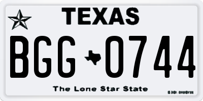 TX license plate BGG0744