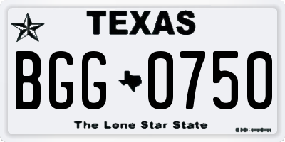 TX license plate BGG0750