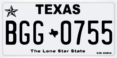 TX license plate BGG0755