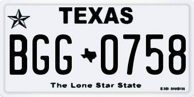 TX license plate BGG0758