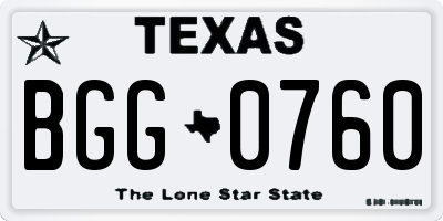 TX license plate BGG0760