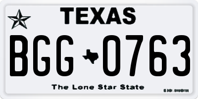 TX license plate BGG0763