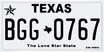 TX license plate BGG0767