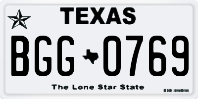 TX license plate BGG0769