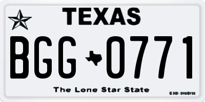 TX license plate BGG0771