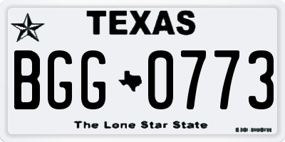 TX license plate BGG0773