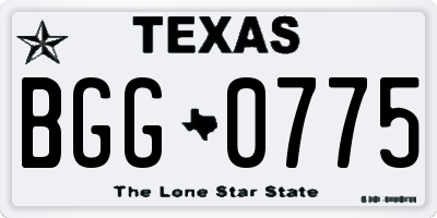 TX license plate BGG0775