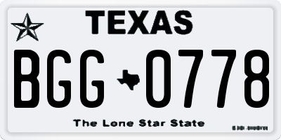TX license plate BGG0778