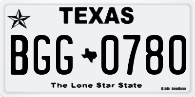 TX license plate BGG0780