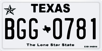 TX license plate BGG0781