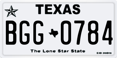 TX license plate BGG0784