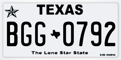 TX license plate BGG0792