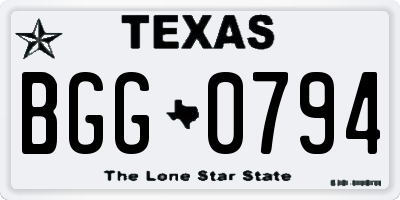 TX license plate BGG0794