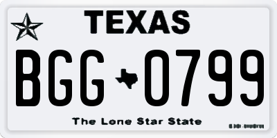 TX license plate BGG0799