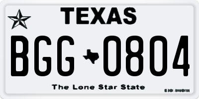 TX license plate BGG0804