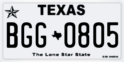 TX license plate BGG0805