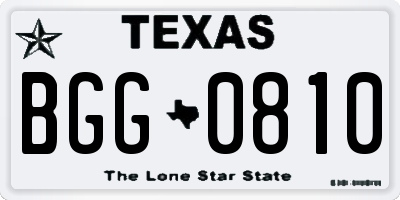 TX license plate BGG0810