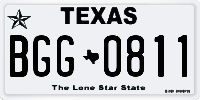 TX license plate BGG0811