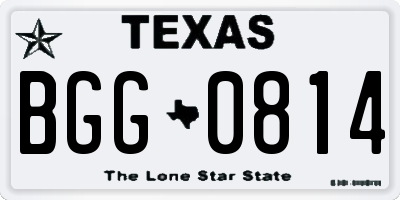 TX license plate BGG0814
