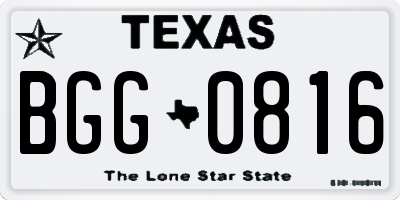 TX license plate BGG0816