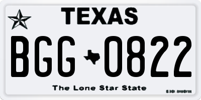 TX license plate BGG0822