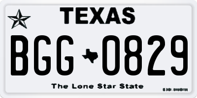 TX license plate BGG0829