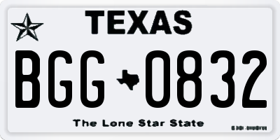 TX license plate BGG0832