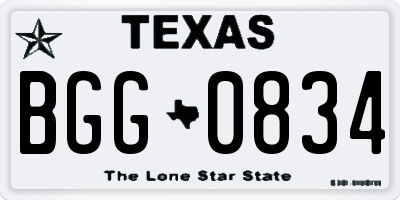 TX license plate BGG0834