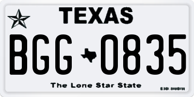 TX license plate BGG0835