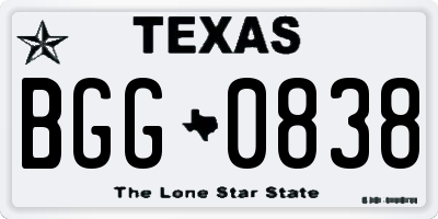 TX license plate BGG0838