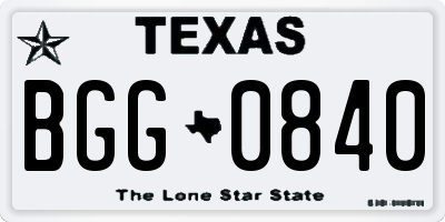 TX license plate BGG0840