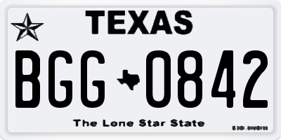 TX license plate BGG0842