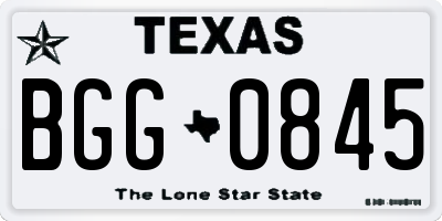 TX license plate BGG0845