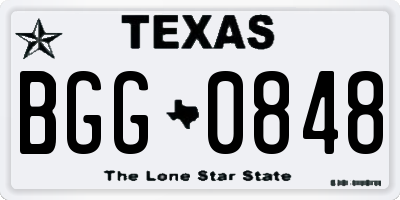 TX license plate BGG0848
