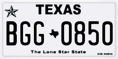 TX license plate BGG0850