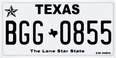 TX license plate BGG0855