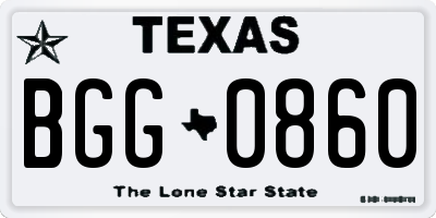TX license plate BGG0860